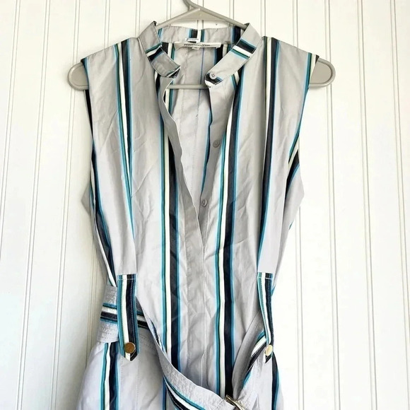 DIANE VON FURSTENBERG Size 10 Striped Sleeveless Belted Maxi Dress - Picture 6 of 12